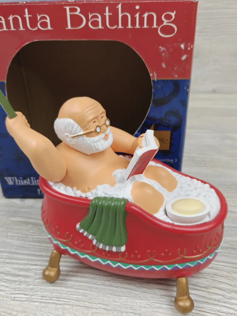 Vintage Santa Bathing Animated Electronic Christmas Decoration Tested w/ Box
